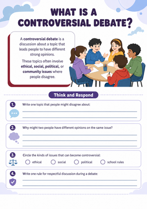 Grade 4-8 Debate Guide — Printable No-Prep Worksheet