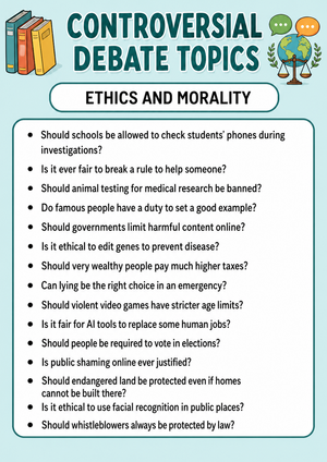 Printable Ethics Debate Topics for Grade 7