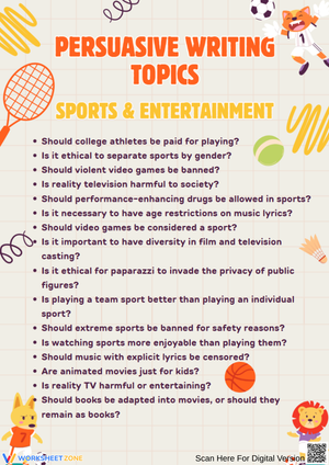 Persuasive Writing Topics: Sports and Entertainment