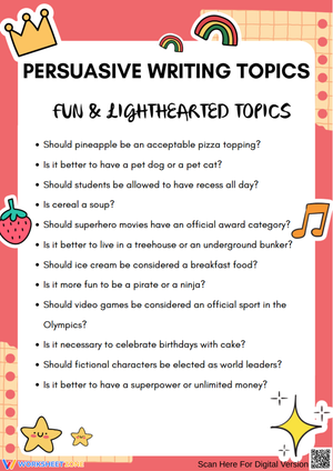 Fun & Lighthearted Topics for Persuasive Writing