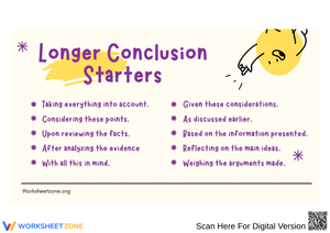 Longer Conclusion Sentence Starters