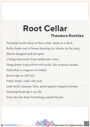 Root Cellar Poem by Theodore Roethke - Free Verse Poem Example