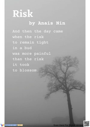 Risk by Anais Nin Poem Printable