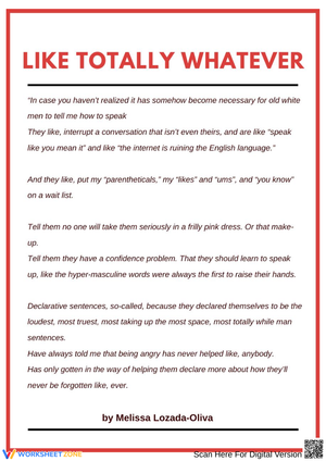 "Like Totally Whatever" by Melissa Lozada-Oliva