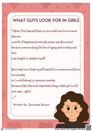 "What Guys Look for in Girls" by Savannah Brown
