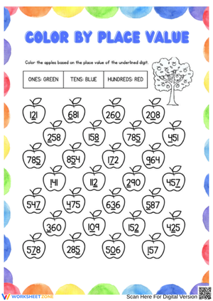 Color by Place Value Worksheet for Math Fun