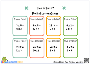 True or False Multiplication Game