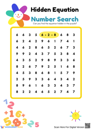 Hidden Equation Number Search for Kids