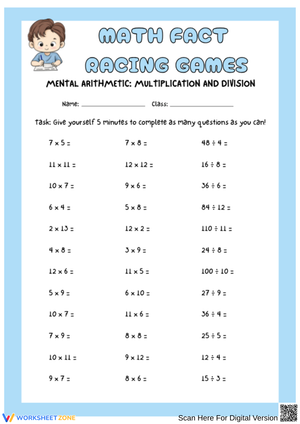 Math Fact Racing Game: Multiply and Divide Fast!