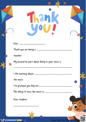 Thank You Letter to My Teacher Template