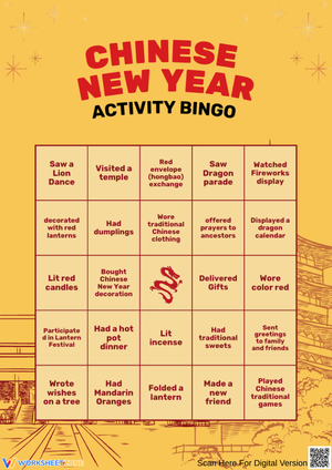 Chinese New Year Activity Bingo for Kids