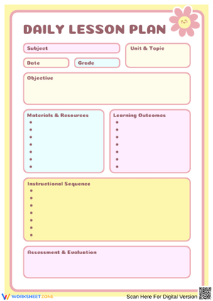 Daily Lesson Plan Template for Teachers