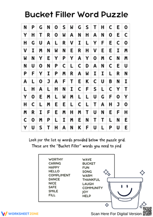 Bucket Filler Word Search Puzzle