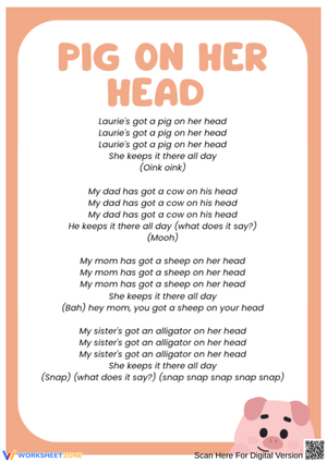 Funny Songs for Kids: Pig on Her Head Lyrics