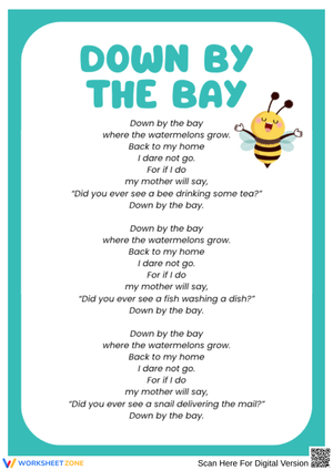 Funny Songs for Kids: Down by the Bay Lyrics