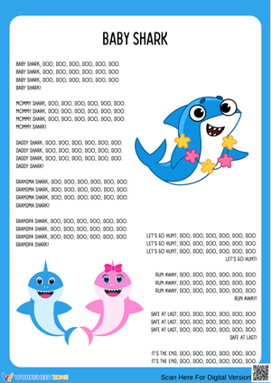 Baby Shark Lyric Worksheet for Kids