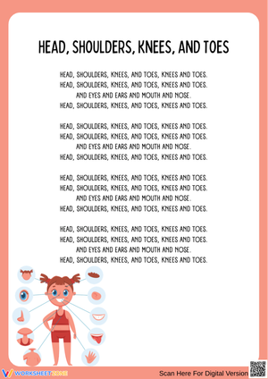 Head, Shoulders, Knees, and Toes Song Lyrics Worksheet