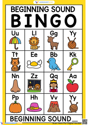 Beginning Sound Bingo for Phonological Awareness