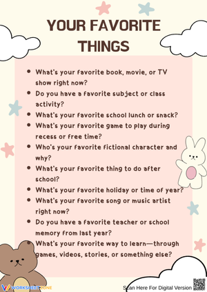 Favorite Things Prompts for Grades 2–5