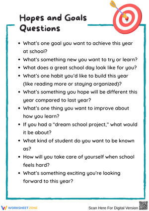 Hopes and Goals Questions for Back-to-School Reflection