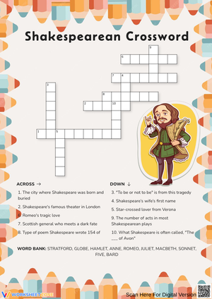 Shakespeare Crossword Puzzle for Students