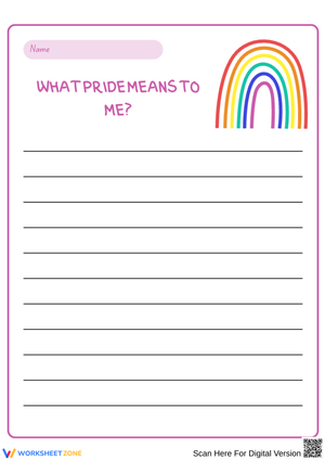 What Pride Means to Me – Reflective Writing Worksheet for Kids