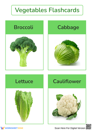 Printable Vegetables Flashcards for Kids and ESL Learners