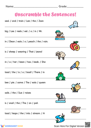 Unscramble the sentences.