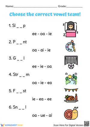 Choose the correct vowel team.