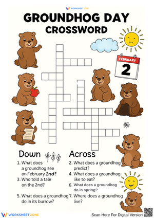 Groundhog Day Crossword Puzzle – Fun February 2nd Activity