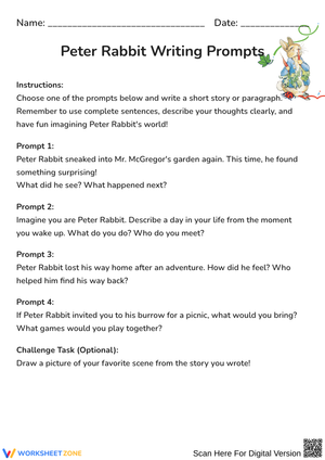 Peter Rabbit Creative Writing Prompts for Kids