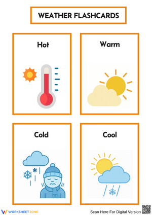 Weather Temperature Flashcards for Kids