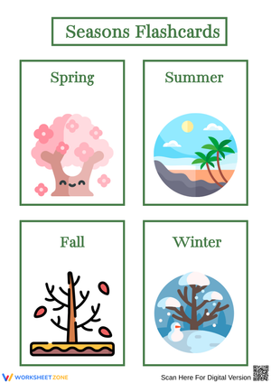 Seasons Flashcards for Kids – Spring, Summer, Fall, Winter