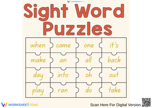 Sight Word Puzzles for Kindergarten Learning