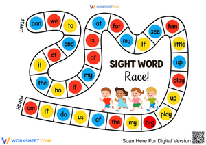 Sight Word Race Game for Early Readers