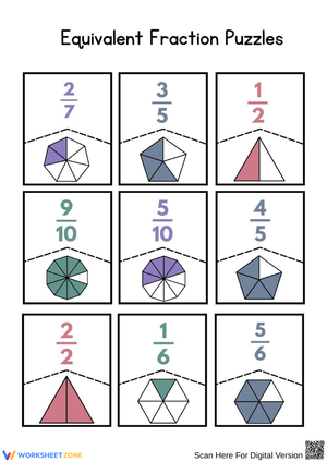 Equivalent Fraction Puzzle Cards