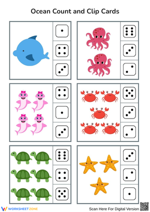 Ocean Animal Counting Clip Cards