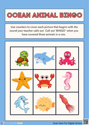 Ocean Animal Bingo Game