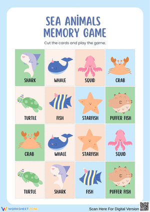 Sea Animals Memory Matching Game