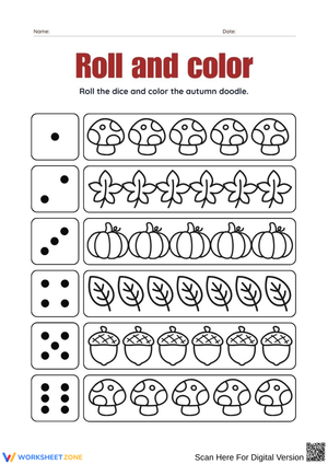 Roll and Color Autumn Doodle Game
