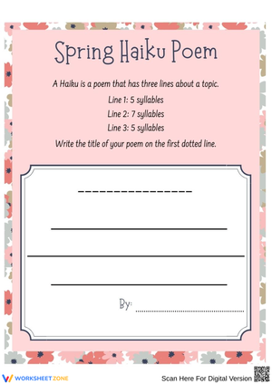 Spring Haiku Poem Writing Template
