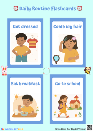 ESL Daily Routines Flashcards – Morning Routine Visuals for Kids