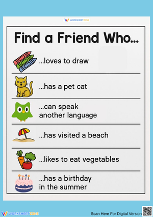 Find a Friend Who... – Get to Know You Worksheet
