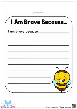 I Am Brave Because – Printable SEL Writing Prompt for Kids
