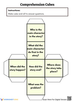 Comprehension Cubes Worksheet – Roll & Respond Reading Game