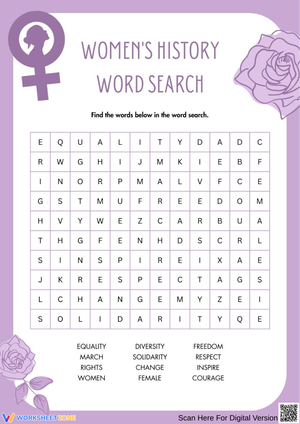 Women’s History Word Search Worksheet