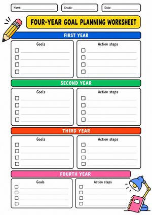 Four-Year Goal Planning Worksheet for Students