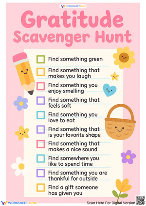 Gratitude Scavenger Hunt – Printable SEL Activity for Kids