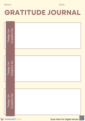 Daily Gratitude Journal Worksheet for Kids