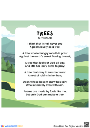 Trees by Joyce Kilmer – Illustrated Poetry Poster